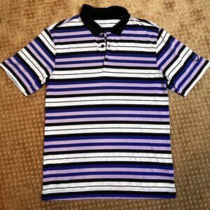Nike Golf Dri-Fit Polo Shirt Mens Size M Short Sleeve Logo Purple Black White